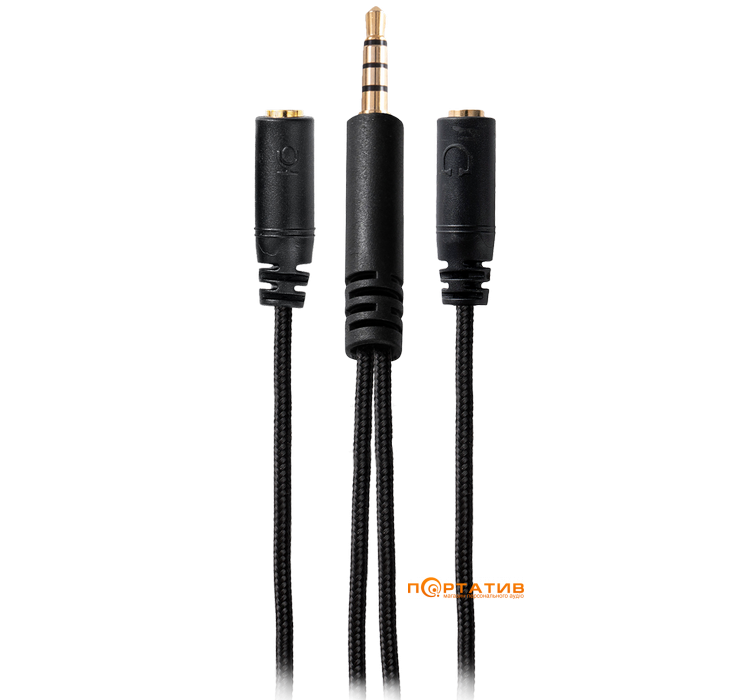 Кабель-переходник универсальный НАTOR 0.2м x2*3.5мм female to 3.5mm male (ACC-214) Black