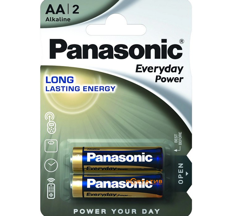 Батарейка Panasonic EVERYDAY POWER AA BLI 2 ALKALINE (LR6REE/2BR)