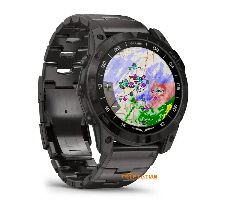 Смарт-годинник Garmin D2 Mach 1 PRO, 51 мм, Saph, Carbon Gray DLC w/Ti band, EMEA (010-02804-81)