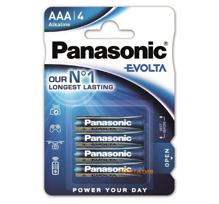 Батарейка Panasonic EVOLTA AAA BLI 4 ALKALINE (LR03EGE/4BP)