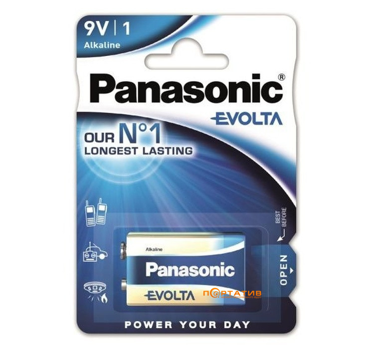 Батарейка Panasonic EVOLTA KRONA 6LR61 BLI 1 ALKALINE (6LR61EGE/1BP)