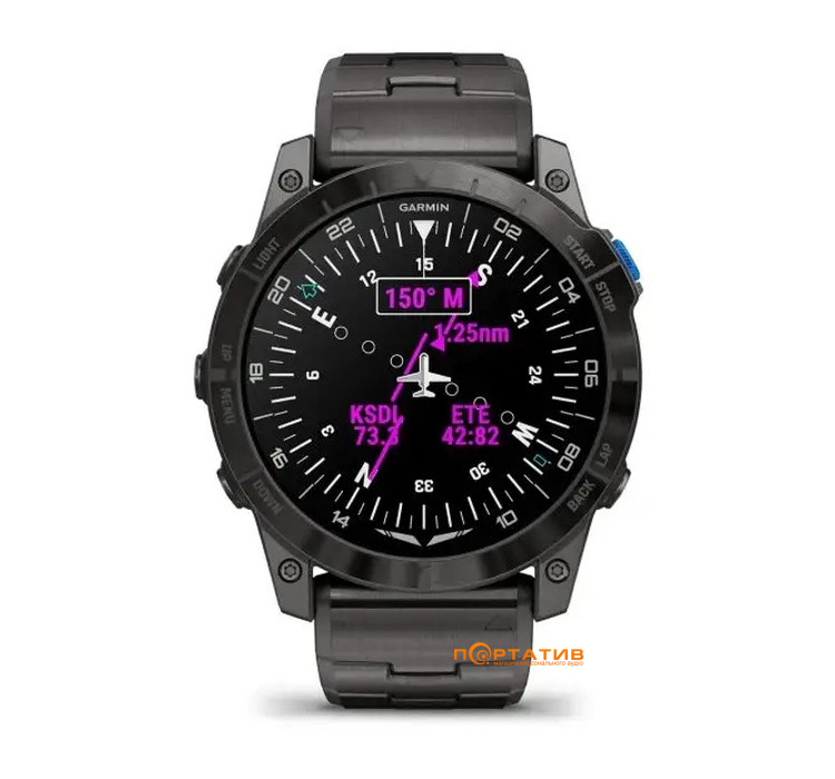 Смарт-годинник Garmin D2 Mach 1 PRO, 51 мм, Saph, Carbon Gray DLC w/Ti band, EMEA (010-02804-81)