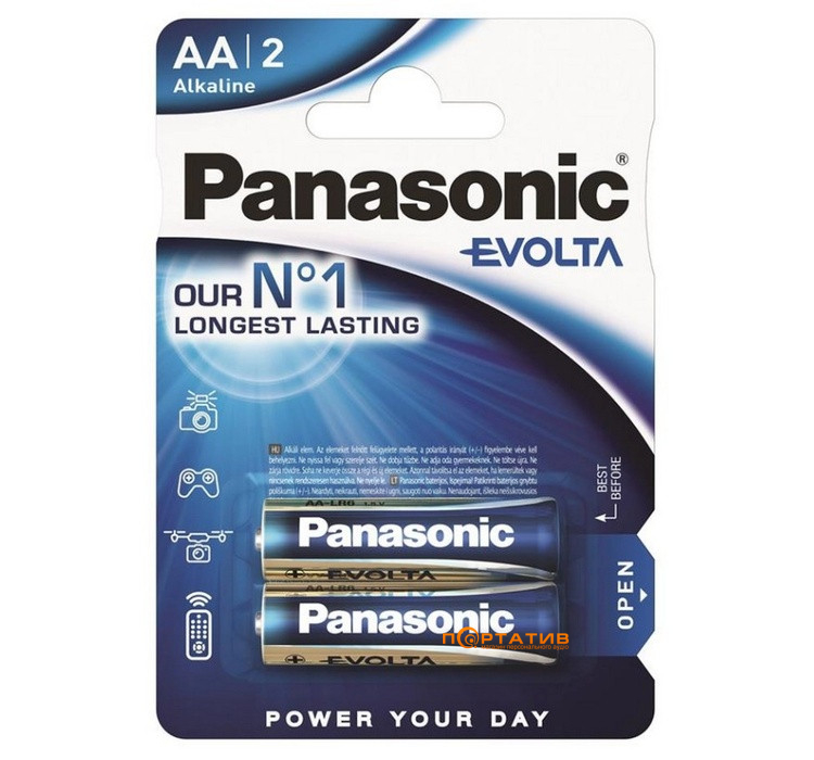 Батарейка Panasonic EVOLTA AA BLI 2 ALKALINE (LR6EGE/2BP)