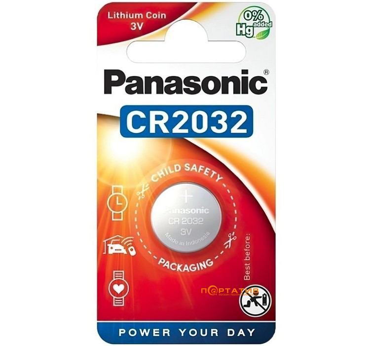 Батарейка Panasonic CR 2032 BLI 1 LITHIUM (CR-2032EL/1B)