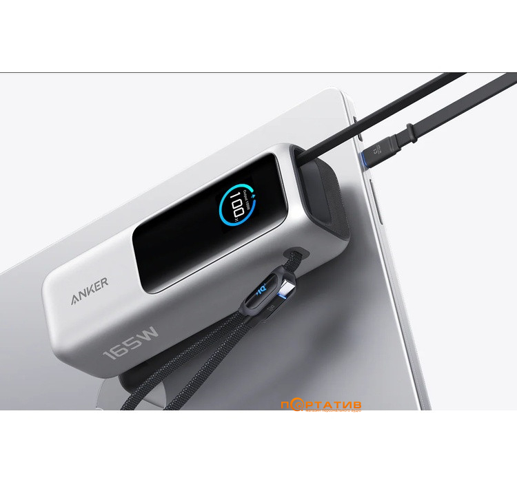 Внешний аккумулятор Anker 25000 mAh 165W PD Built-In Double USB-C Cables Silver (A1695H41)