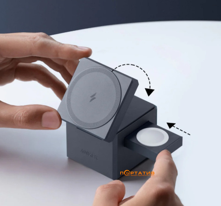 Бездротовий ЗП Anker 3-in-1 Cube with MagSafe (Y1811G11)