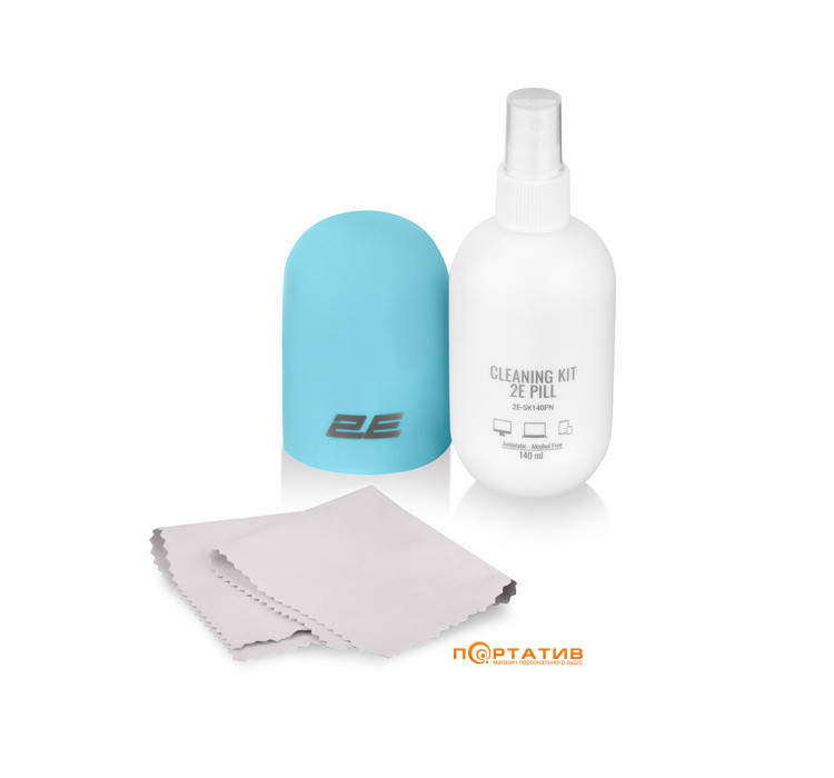 Очисний набір для оргтехніки 2E PILL (рідина 140 мл + серветка 20 см), біло-блакитний (2E-SK140BL)