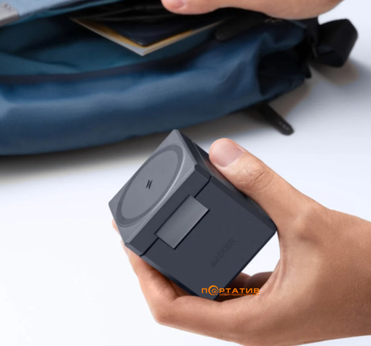 Бездротовий ЗП Anker 3-in-1 Cube with MagSafe (Y1811G11)