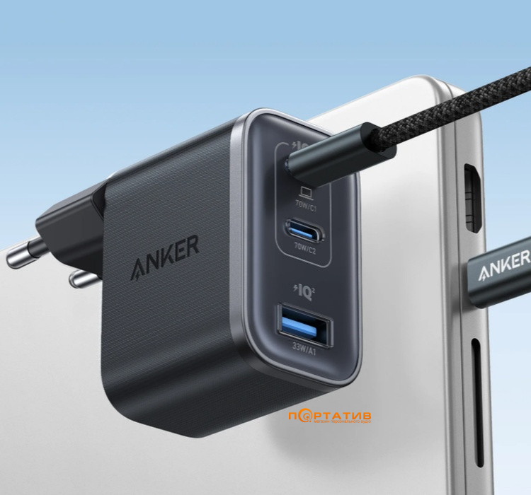 Зарядное устройство Anker Nano Charger 70W GaN 3 Port Black (A121AL11)
