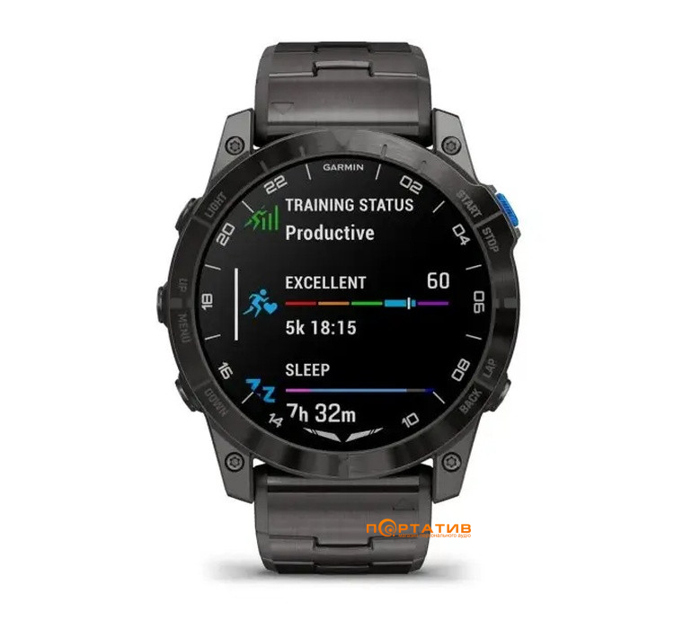 Смарт-годинник Garmin D2 Mach 1 PRO, 51 мм, Saph, Carbon Gray DLC w/Ti band, EMEA (010-02804-81)