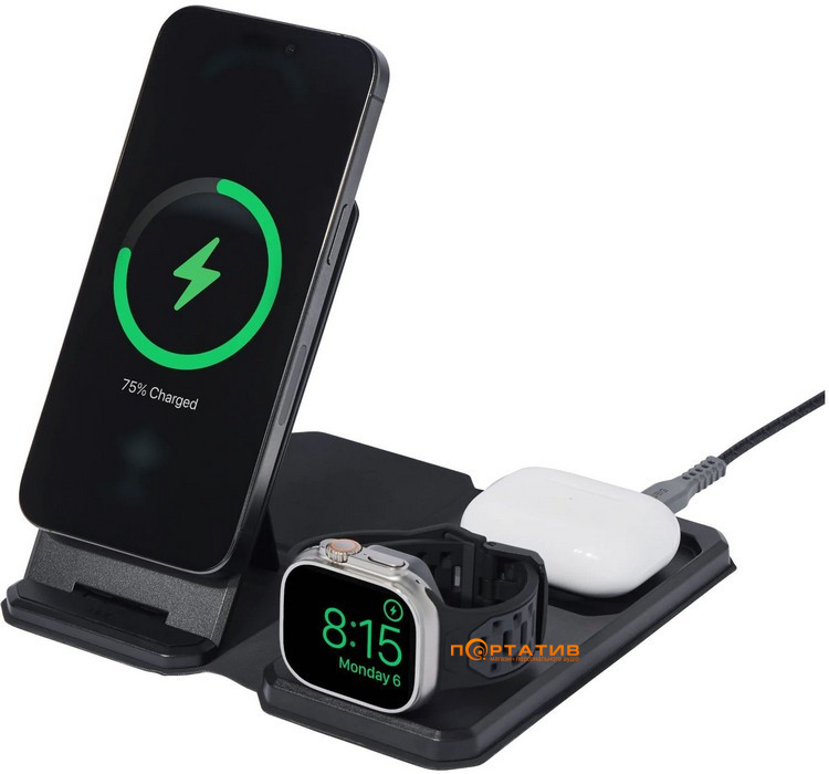 Бездротовий ЗП UAG 3 in 1 Travel Charger Black/Grey (9B4412114030)