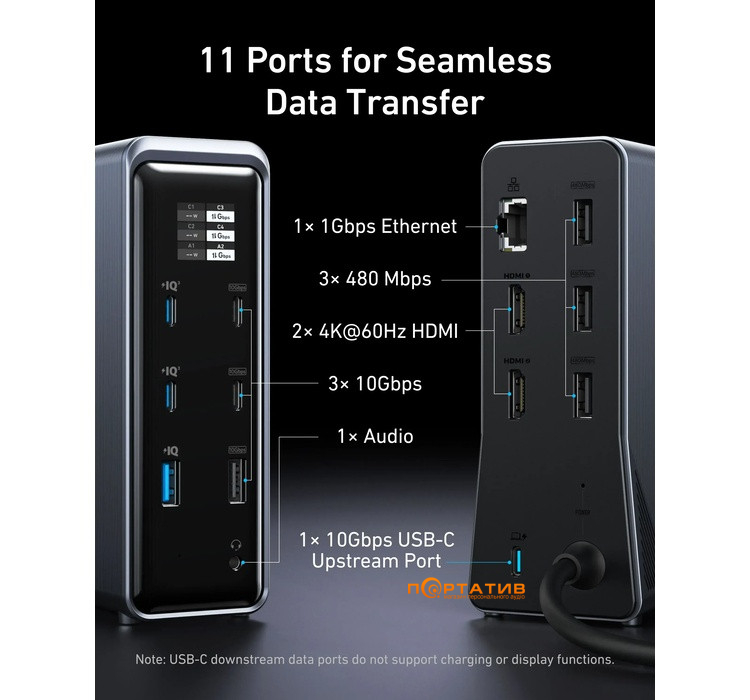 Док-станція Anker Prime Charging Docking Station 14-in-1, Dual Display, 160W Black (A83B63A1)
