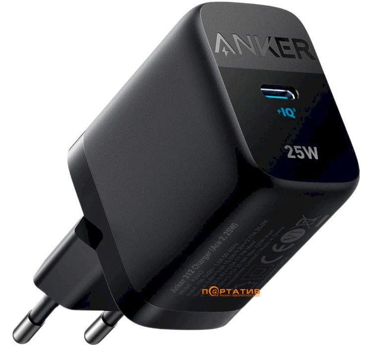 Anker PowerPort 312 - 25W USB-C Black (A2642G11)