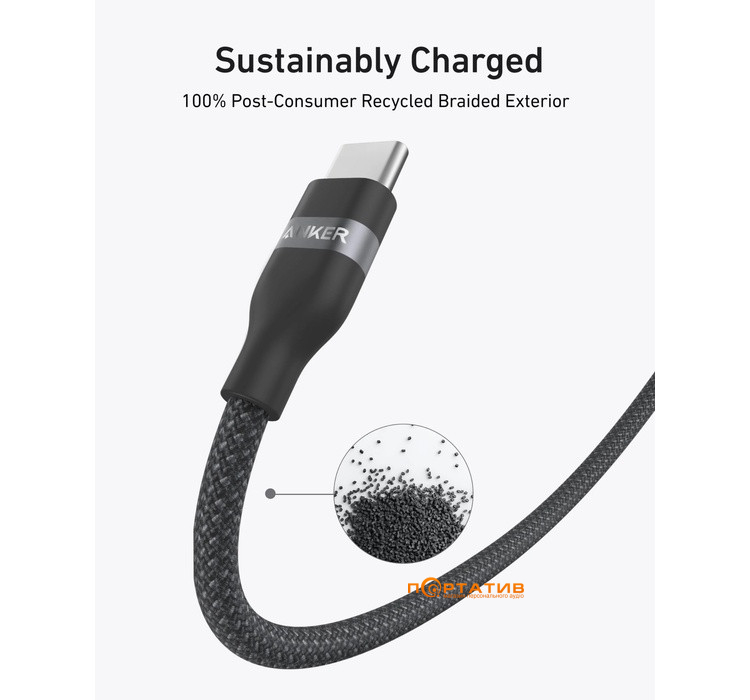 Кабель Anker USB-C to USB-C Cable 240W Upcycled-Braided (A82E2H12)