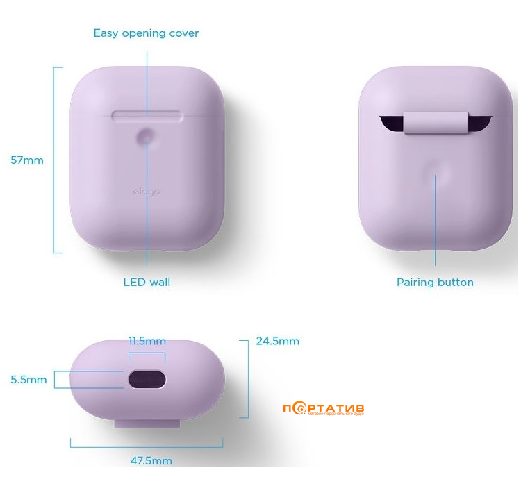 Чохол Elago A2 Silicone Case for Airpods with Wireless Charging Case Lavender (EAP2SC-LV)