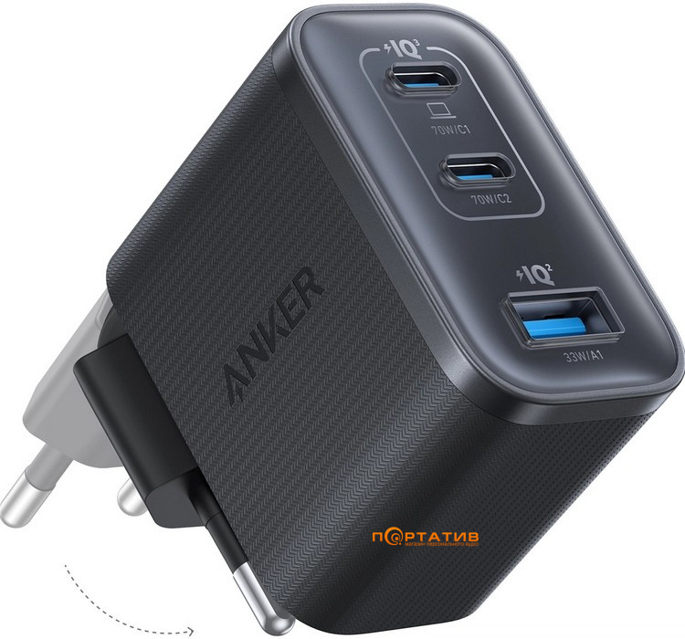 Зарядное устройство Anker Nano Charger 70W GaN 3-Ports Black (A121AL11)
