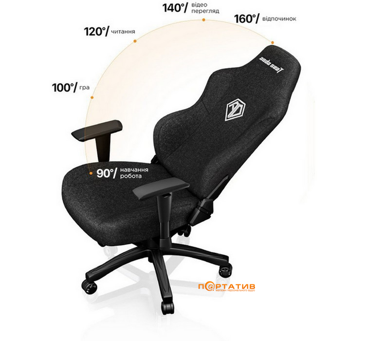 Ігрове крісло Anda Seat Phantom 3 Black Fabric Size L (AD18Y-06-B-F)