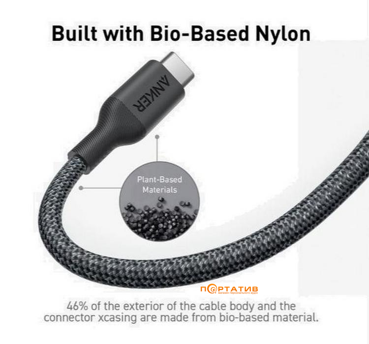 Кабель Anker 544 USB-C to USB-C - 0.9m 140W Bio-Nylon Black (A80F5H11)