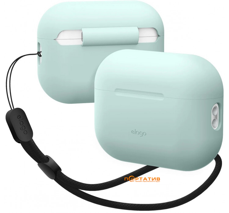 Elago Silicone Basic Case with Nylon Lanyard Mint for Airpods Pro 2nd Gen (EAPP2SC-BA+ROSTR-MT)