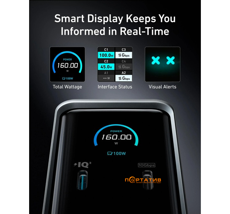 Док-станція Anker Prime Charging Docking Station 14-in-1, Dual Display, 160W Black (A83B63A1)