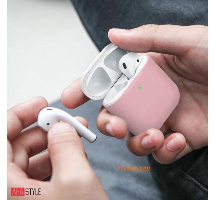 AHASTYLE Two Color Silicone Case for Apple AirPods Pink/White (AHA-01380-PPW)