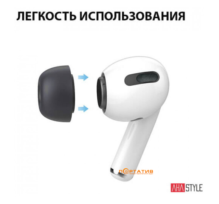 Амбушюры AHASTYLE Silicone Tips for Apple AirPods Pro 2 Small Pairs Black (AHA-0P991-BS2)