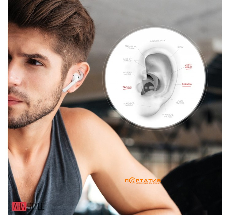 Вакуумні силіконові насадки AHASTYLE Vacuum Silicone Ear Hooks for Apple AirPods White (AHA-01400-WHT)