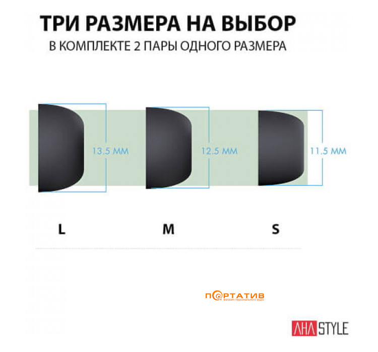 AHASTYLE Silicone Tips for Apple AirPods Pro 2 Medium Pairs Black (AHA-0P991-BM2)