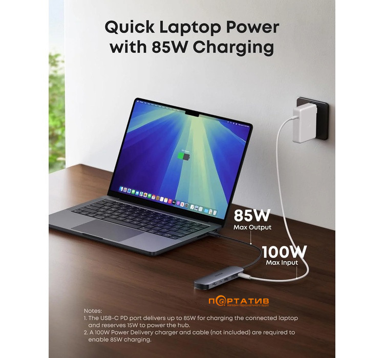Хаб Anker Nano USB-C Hub 7-in-1, PD in 100W, 4K HDMI, 2xUSB-A, USB-C, SD (A83D2HA1)