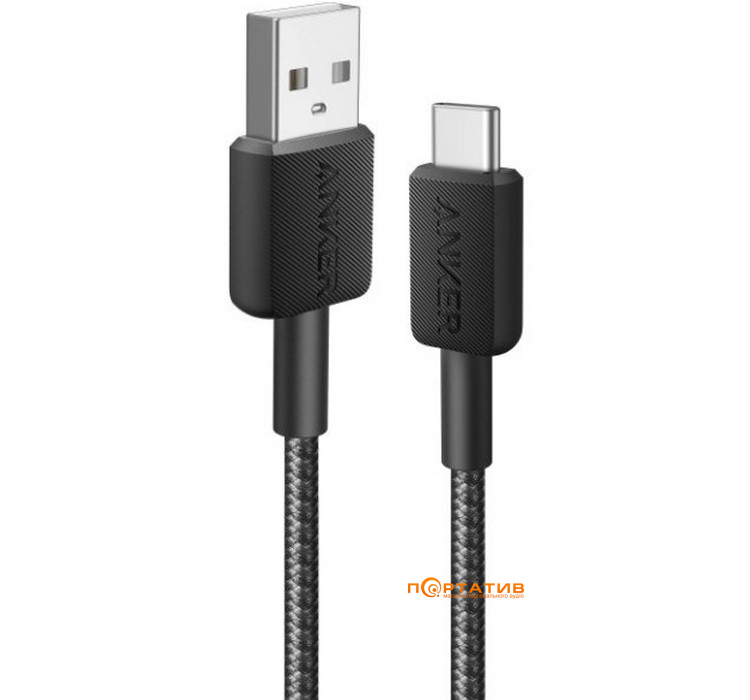 Кабель Anker 322 USB-A to USB-C - 1.8m Nylon Black (A81H6G11)