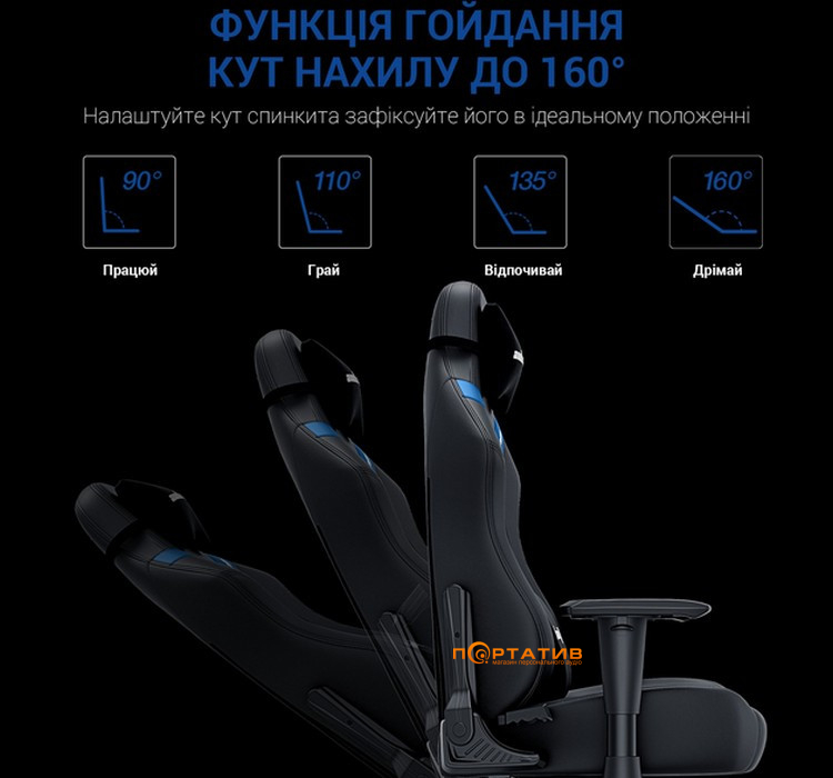 Игровое кресло Anda Seat Luna Black/Blue Size L (AD18-44-BS-PV)