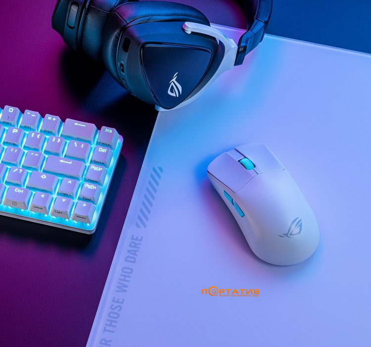 Миша ігрова ASUS ROG Harpe Ace Aim Lab Edition USB/WL/BT White (90MP02W0-BMUA10)