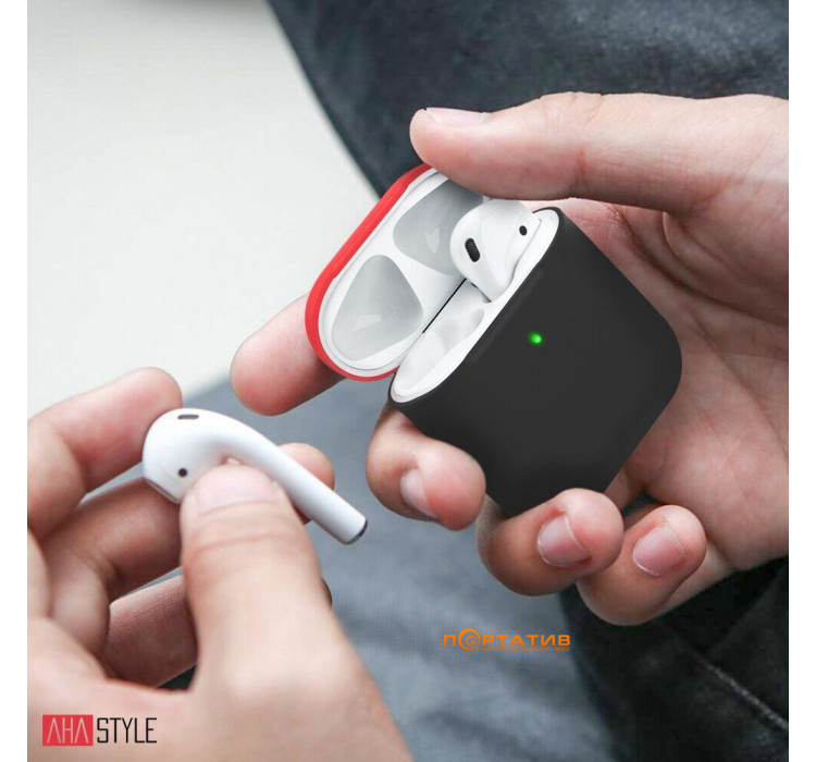 AHASTYLE Two Color Silicone Case for Apple AirPods Black/Red (AHA-01380-BBR)