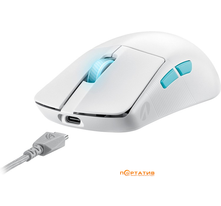 Миша ігрова ASUS ROG Harpe Ace Aim Lab Edition USB/WL/BT White (90MP02W0-BMUA10)
