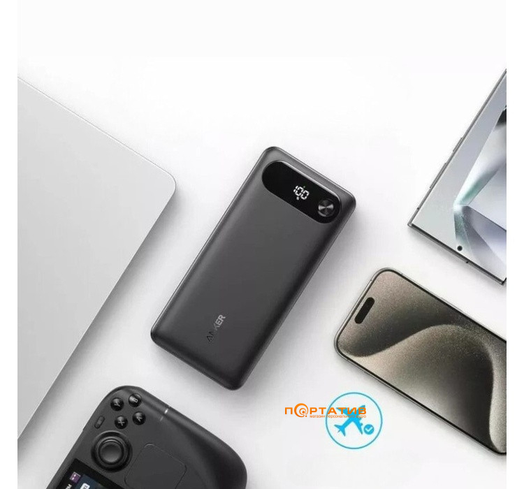Зовнішній акумулятор Anker 20000 mAh 87W PD Built-In USB-C Cable Black (A1383H11)