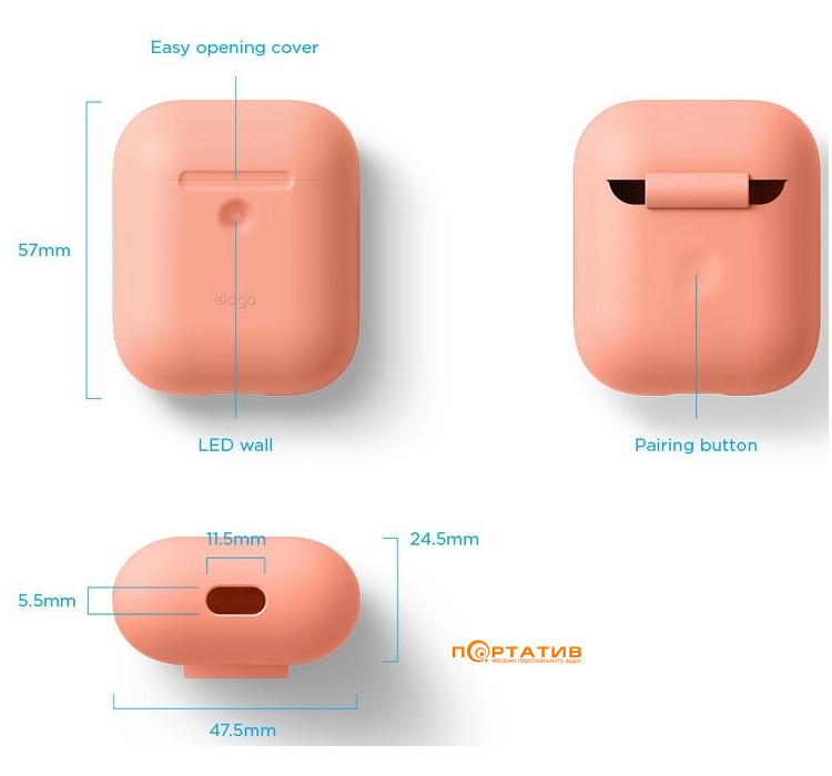 Чохол Elago A2 Silicone Case for Airpods with Wireless Charging Case Peach (EAP2SC-PE)