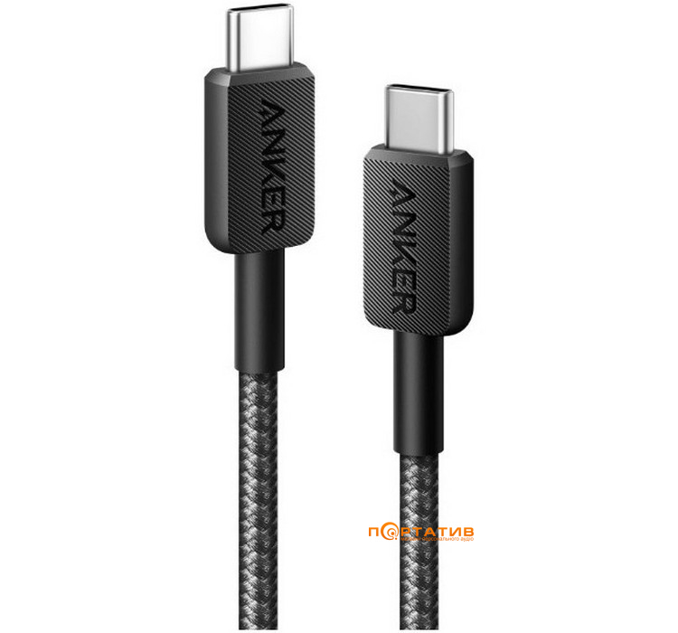 Кабель Anker 322 USB-C to USB-C - 1.8m Nylon Black (A81F6G11)