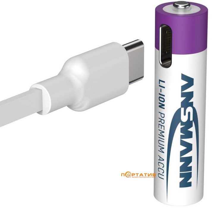 Аккумулятор Ansmann AAA 500mAh Li-Ion 1,5V Type-C 4шт (1311-0028)