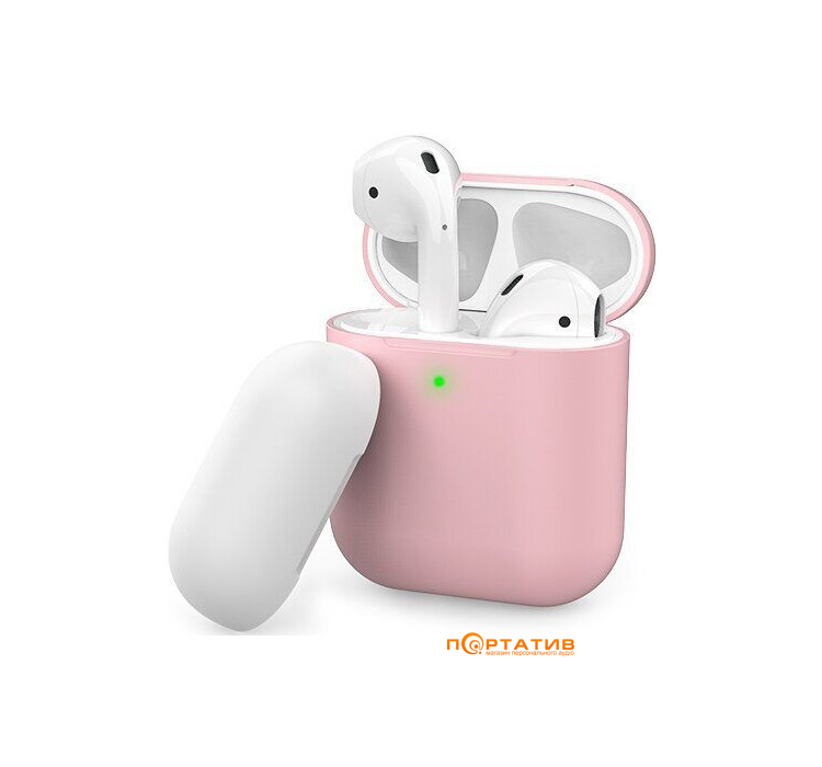 AHASTYLE Two Color Silicone Case for Apple AirPods Pink/White (AHA-01380-PPW)