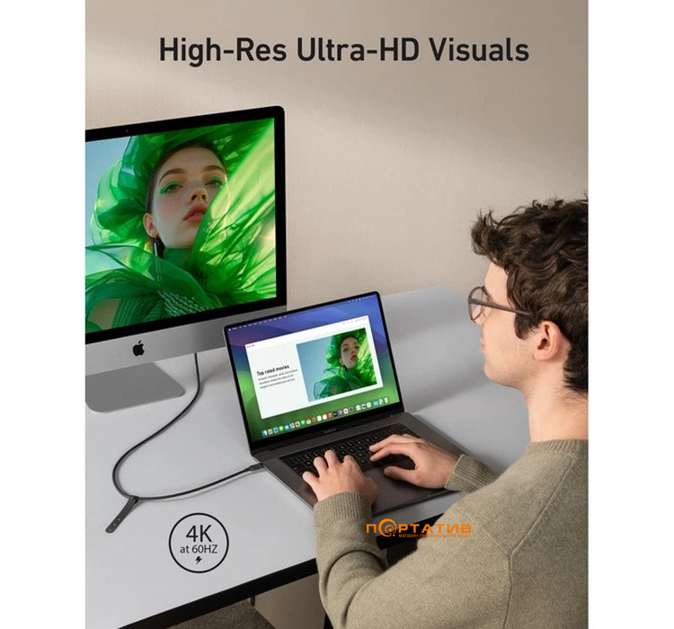 Кабель Anker USB4 USB-C to USB-C - 0.9m 240W 20 Gbps 4K Bio-Nylon Black (A80N1H11)