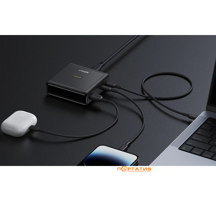 Мережевий зарядний пристрій Anker Charging Base for Anker Prime 100W, 2xUSB-C, 1xUSB-A, Pogo Pin (A1902311)