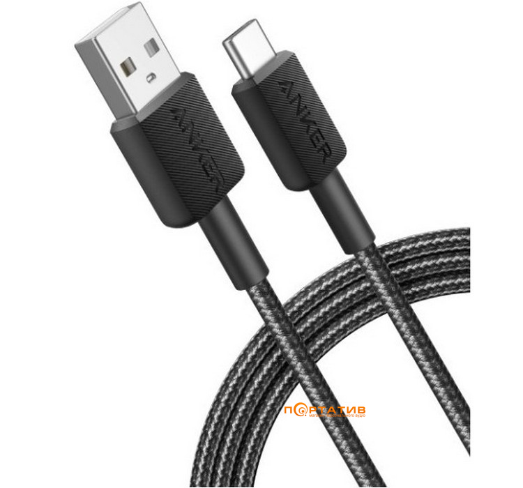 Кабель Anker 322 USB-A to USB-C - 1.8m Nylon Black (A81H6G11)