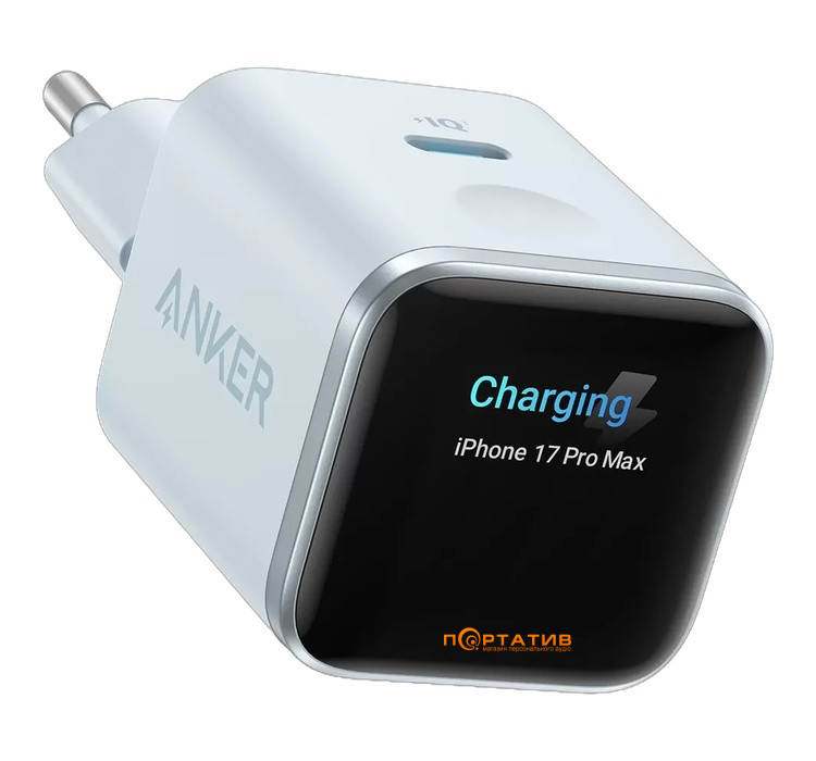 Зарядний пристрій Anker Nano Charger 45W USB-C Smart Display Blue (A121DG31)