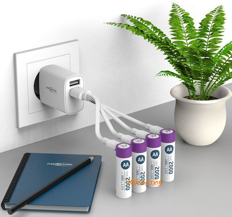 Акумулятор Ansmann AA 2000mAh Li-Ion 1,5V Type-C 4шт (1312-0036)