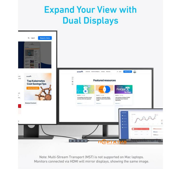 Хаб Anker USB-C Hub 7-in-1, PD in 100W/2xHDMI/4xUSB-A (A83740A2)