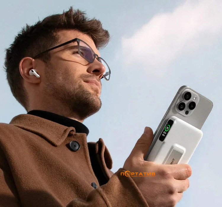 Внешний аккумулятор Anker MagGo 10000 mAh Qi2 15W + USB-C PD 27W White (A1654G21)