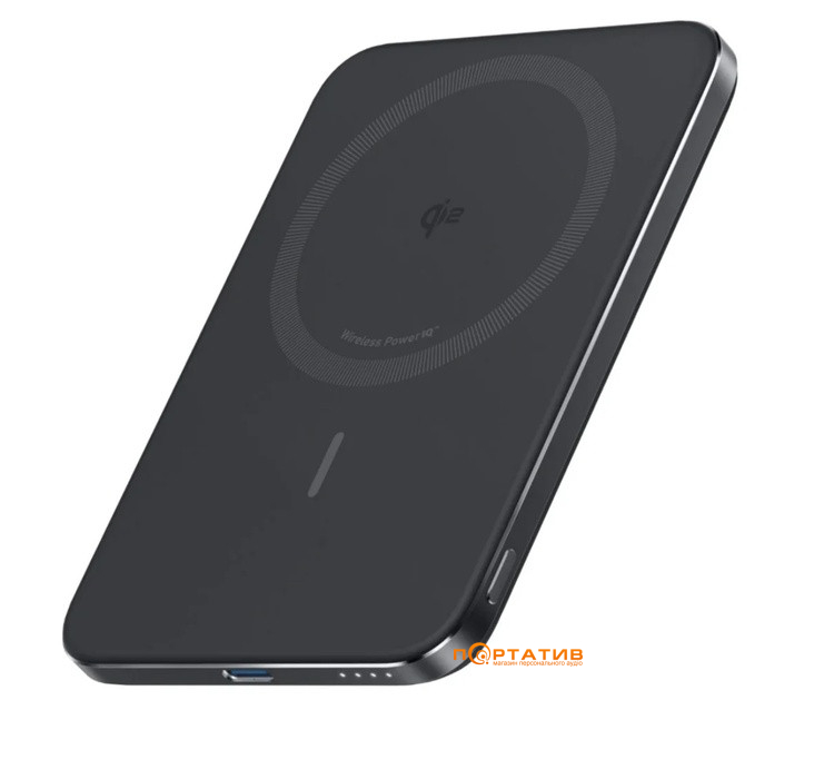 Зовнішній акумулятор Anker MagGo Slim 5000 mAh Qi2 15W + USB-C PD 20W Black (A1665H11)