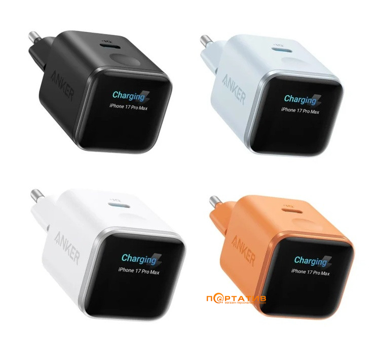 Зарядний пристрій Anker Nano Charger 45W USB-C Smart Display White (A121DG21)