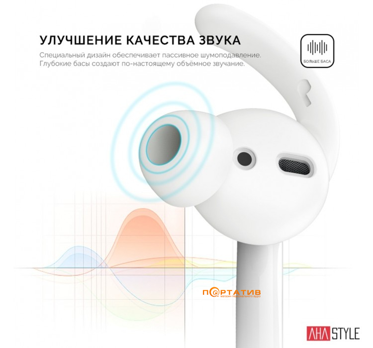 Вакуумні силіконові насадки AHASTYLE Vacuum Silicone Ear Hooks for Apple AirPods White (AHA-01400-WHT)