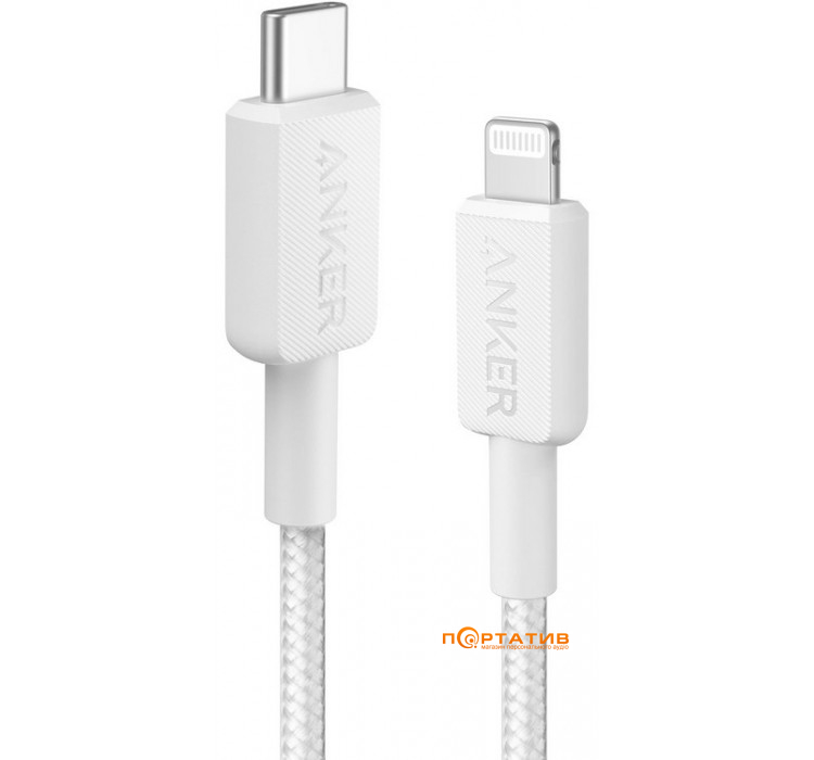 Anker 322 USB-C to Lightning - 0.9m Nylon White (A81B5G21)